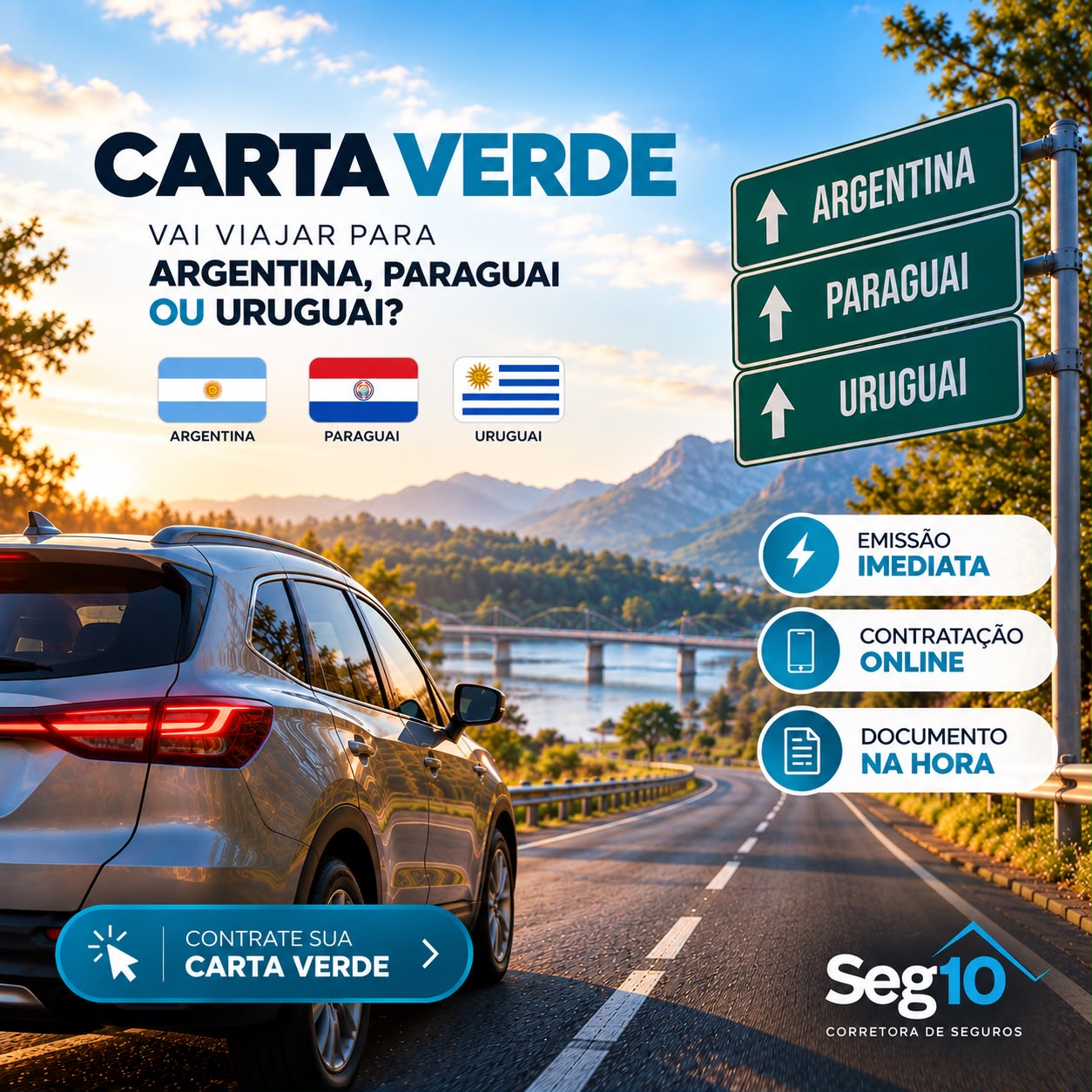 🚗 Já pegou a estrada? Não esqueça da Carta Verde