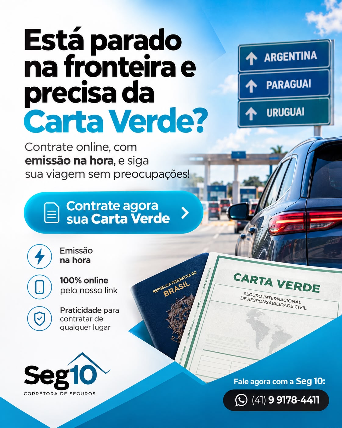 🚗 Estou parado na fronteira! Como emitir a Carta Verde online?